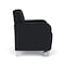Lesro Siena Lounge Reception Wide Guest Chair w/ Front Casters, Brushed Steel Back Legs, MD Black Uph SN1201 - alternate 3